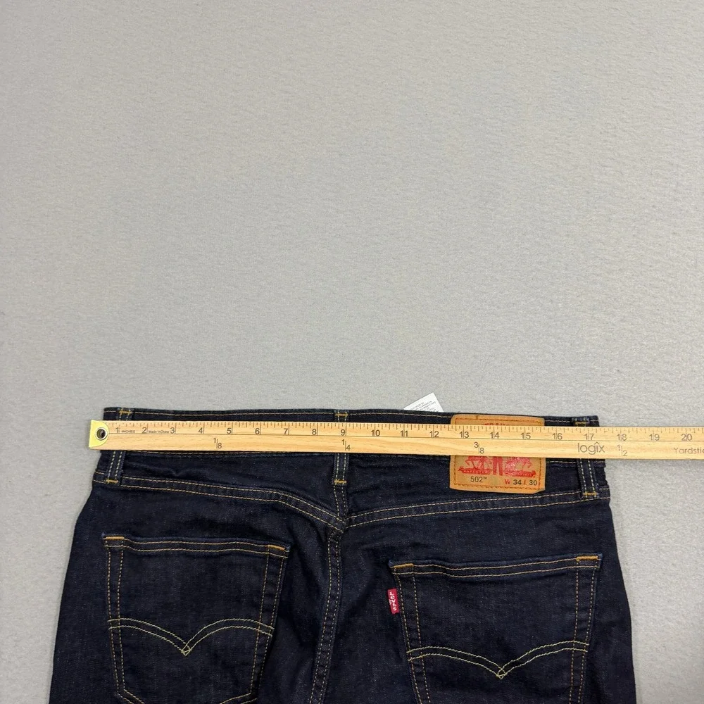 Levis 502 Regular Taper Jeans Men's 34x30 Blue Dark Wash Stretch Denim Western